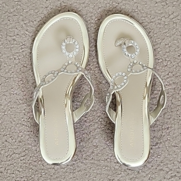 Andiamo Shoes Andiamo Womens Gold And Silver Sandals Size 7 Poshmark